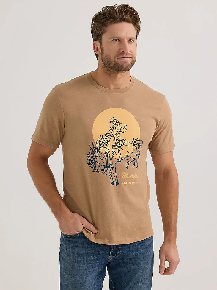 MEN'S SHORT SLEEVE BUCKING BRONCO GRAPHIC T-SHIRT IN CINNAMON SWIRL