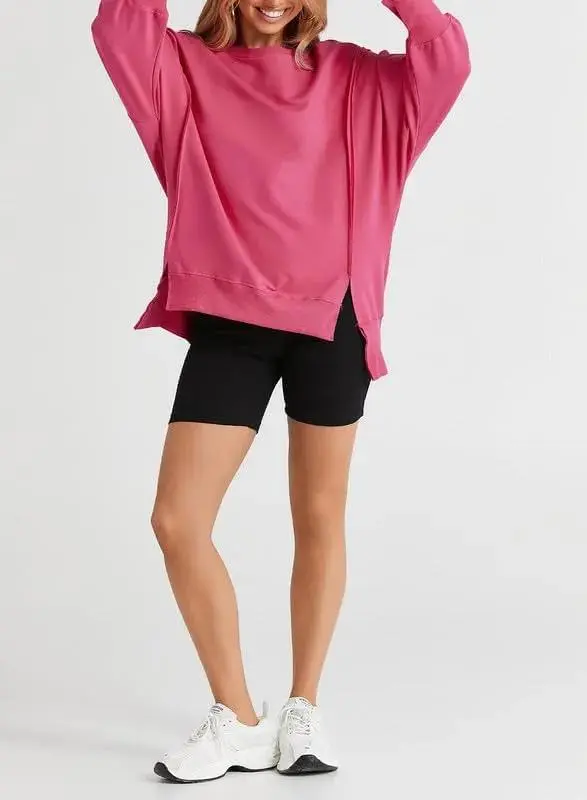 Oversized Reverse Seam Sweatshirt Long Sleeve Crewneck Pullover