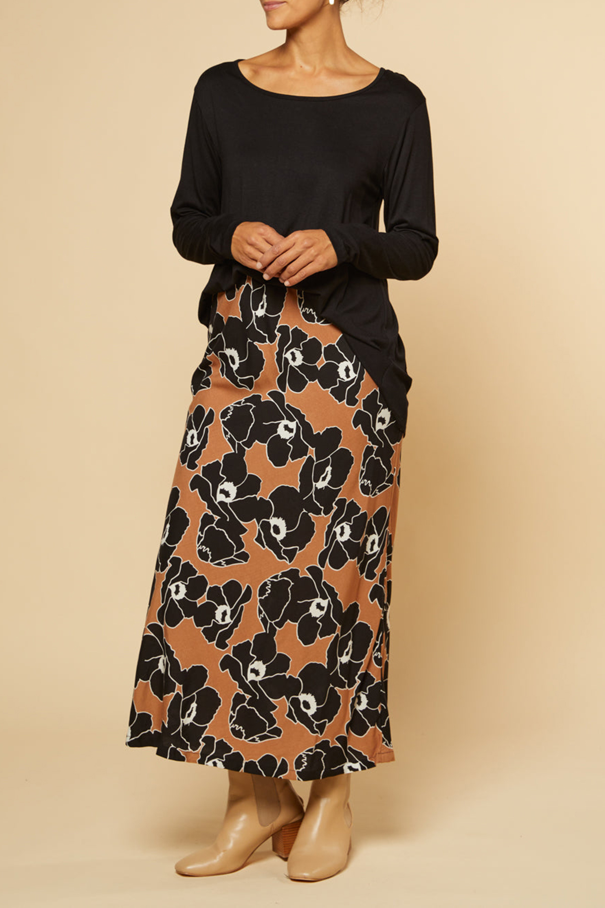 Katie Bias Cut Skirt in Autumn Lily