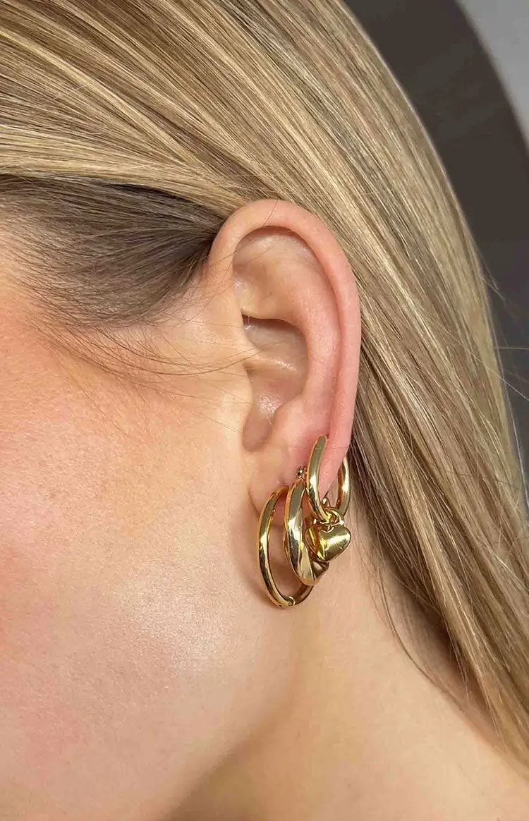 Harpie Gold Hoop Earrings 3 Pack