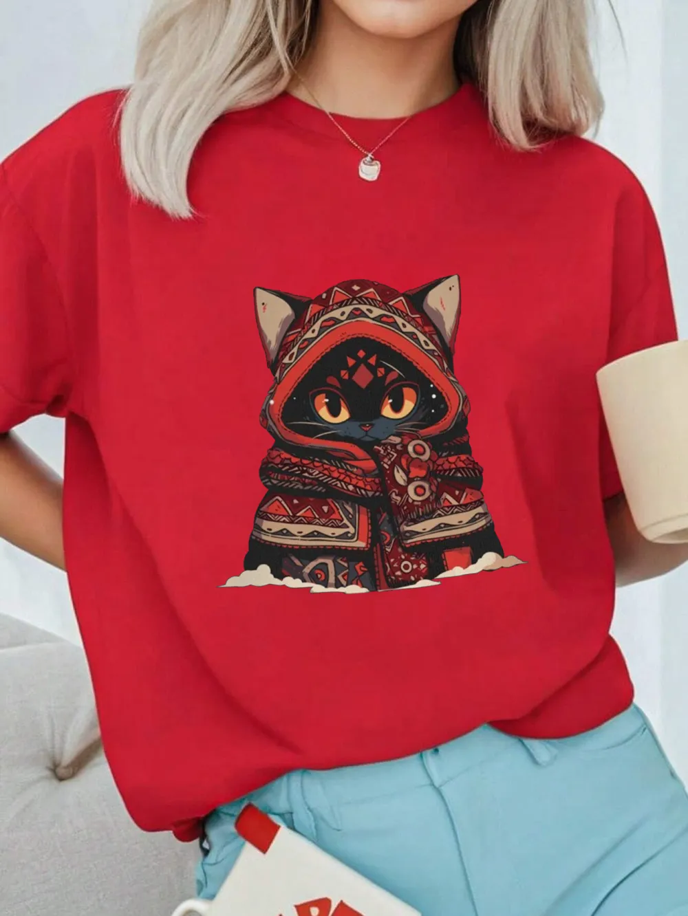 Kitty Santa Lady T-shirt