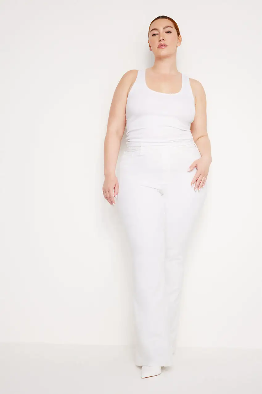 POWER STRETCH PULL-ON FLARE JEANS