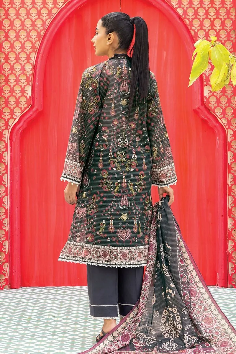 3 Piece Kurta Embroidered | Dupatta& Bottom & Tops | Color Black Grey