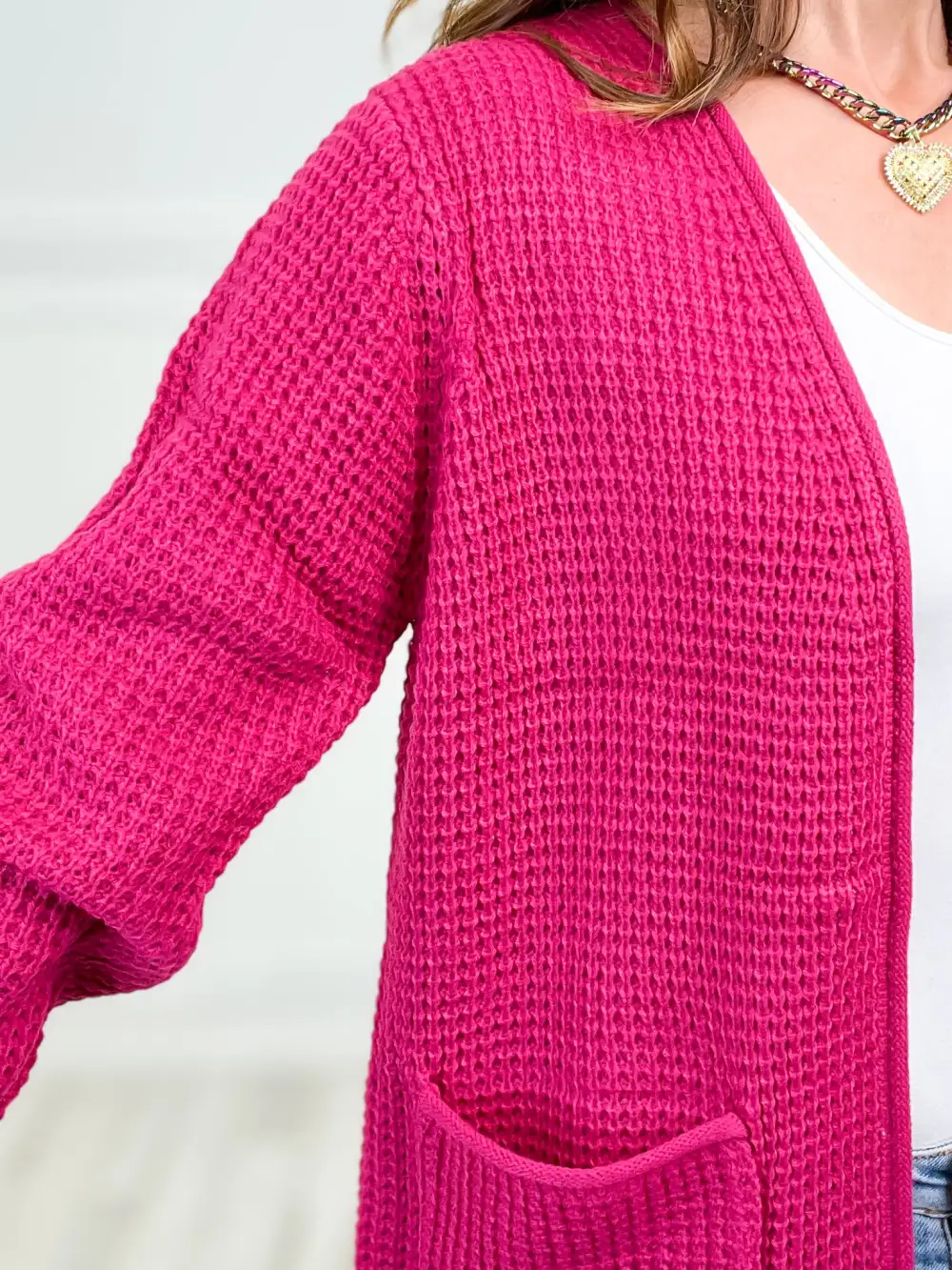 Low Gauge Waffle Knit Cardigan Sweater Top