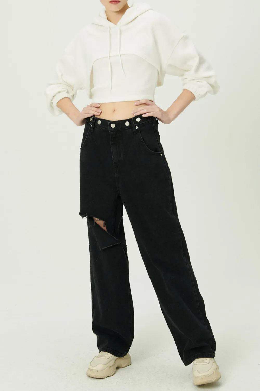 Elo Cutout Wide Leg Jeans