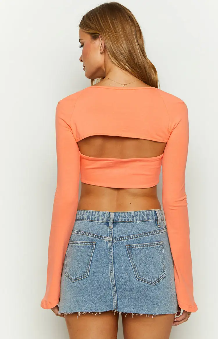 Houston Orange Strapless Crop Top And Bolero