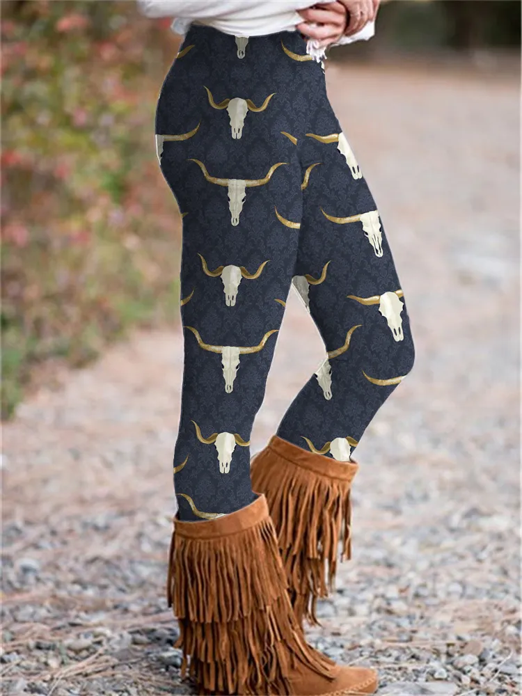 Western Skulls Pattern Leggings