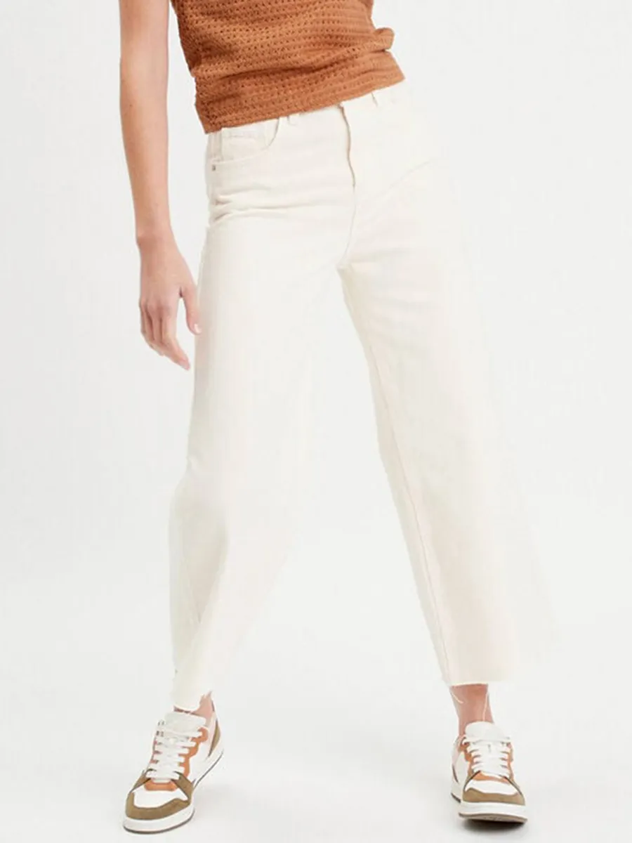 Jeans wide leg 7/8ème ecru femme