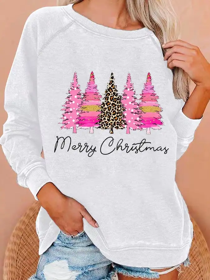 Women's Merry     Tree🎄 Print Sweatshirt