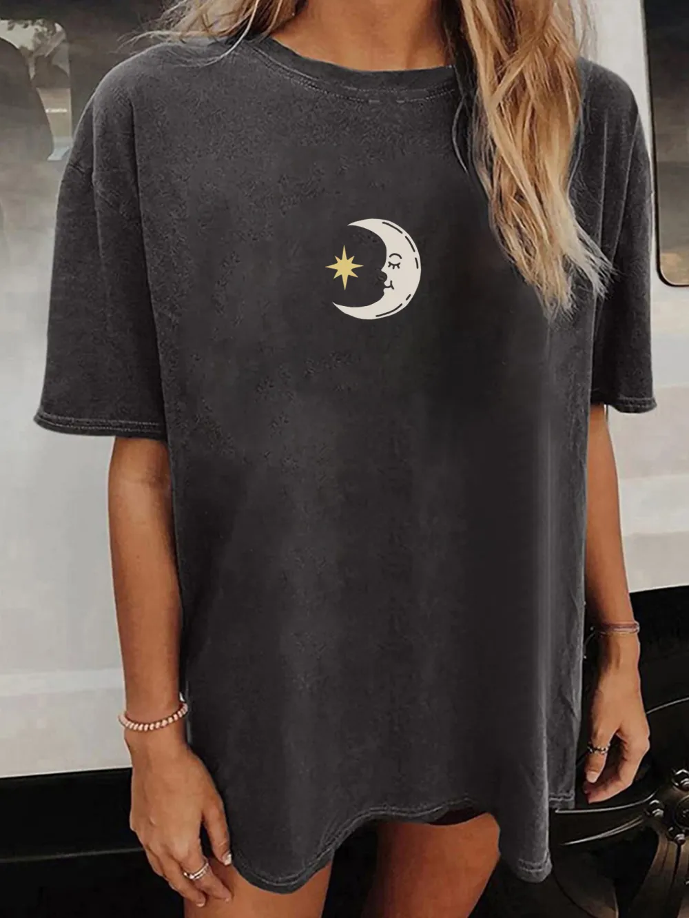 Women's Moon & Star Boxy Crusher Tee