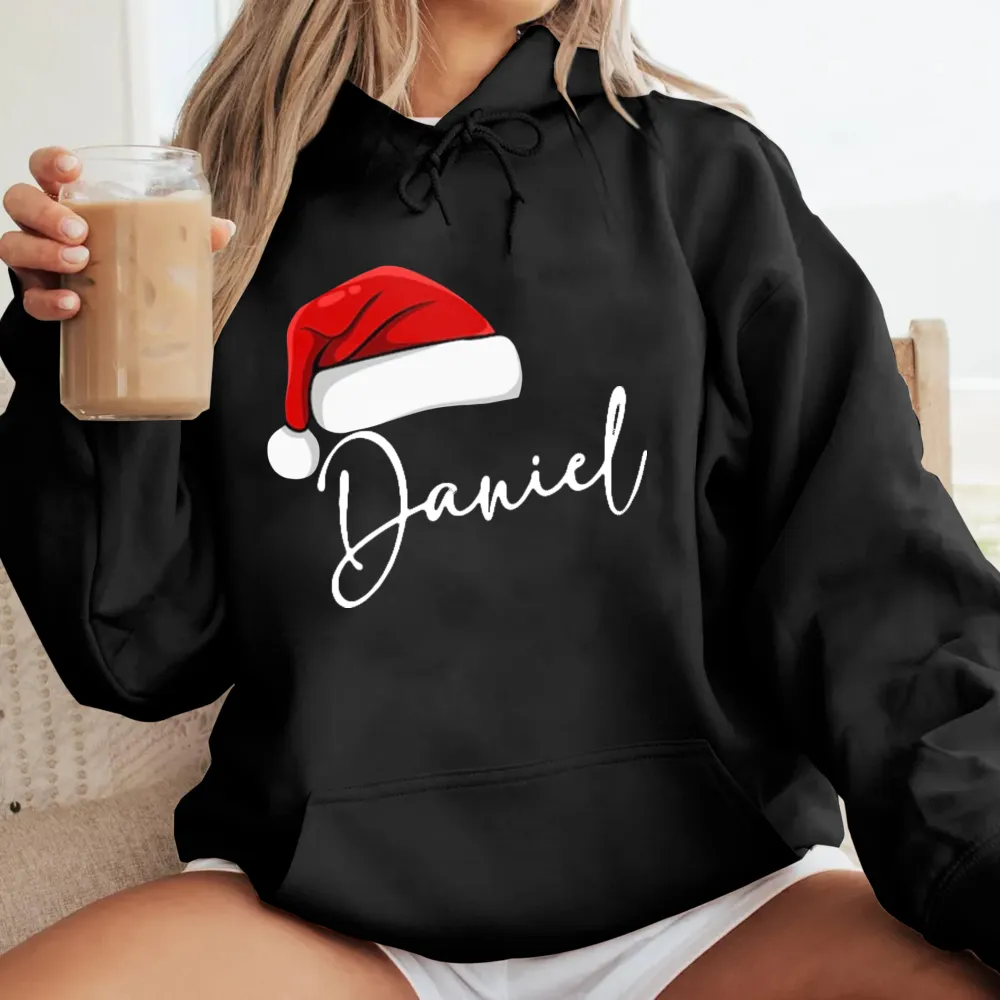 Women's Casual Santa Hat Print Hoodie