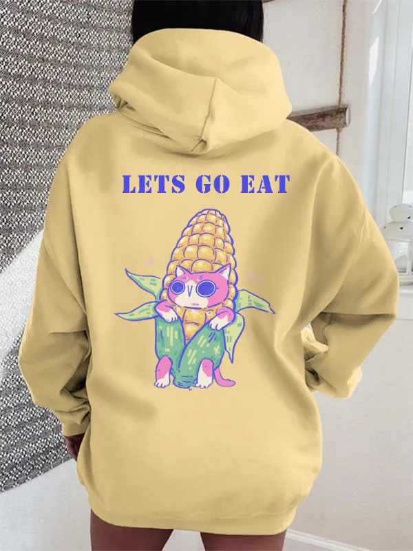 LETS GO EAT PATTERN HOODIE