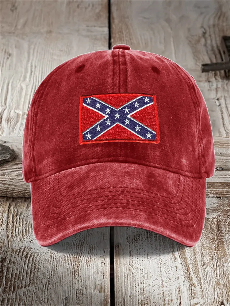 Unisex Southern Pride Rebel Flag Embroidered Washed Cap