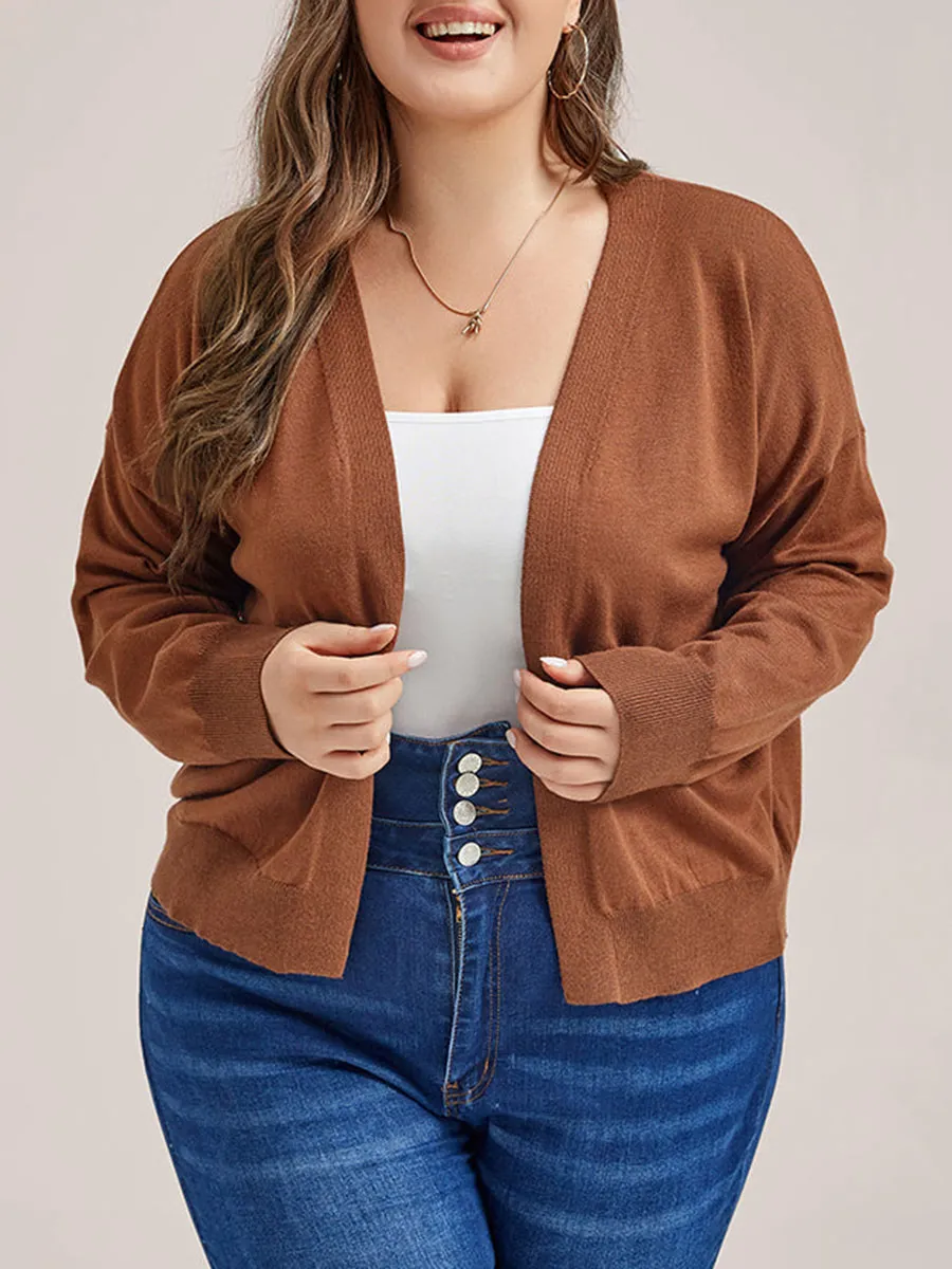 Open Front Drop Shoulder Cardigan