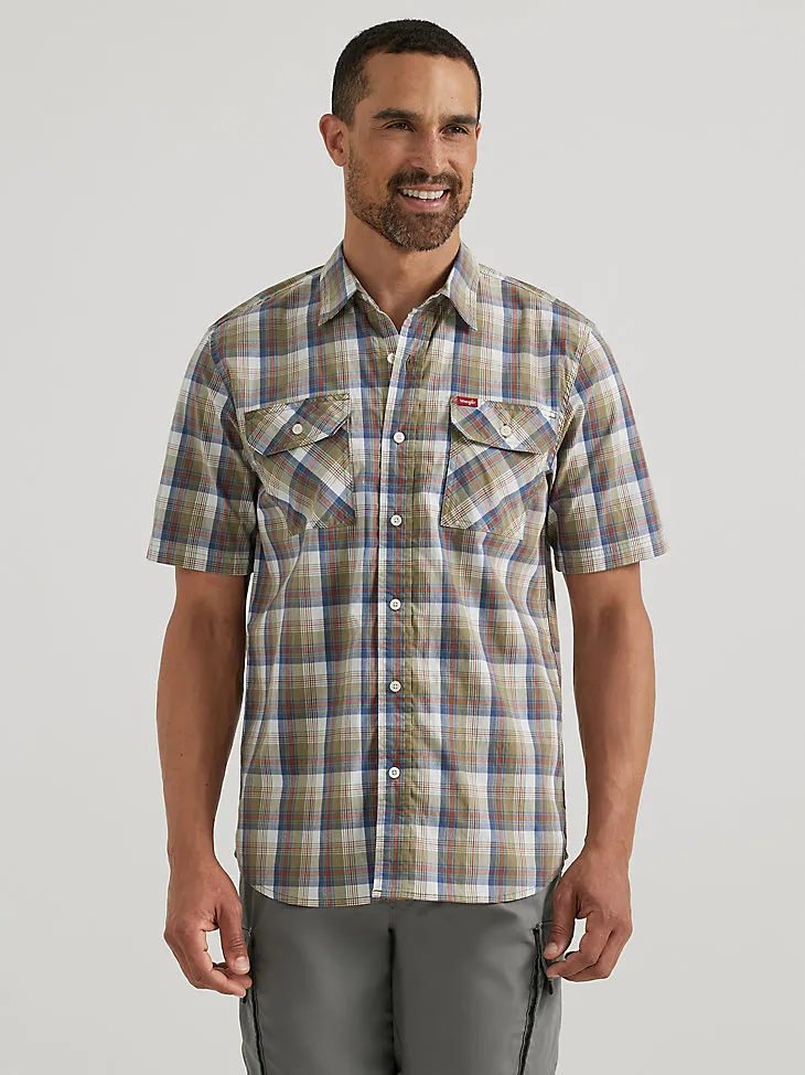 MEN'S RELAXED STRETCH POPLIN PLAID SHIRT IN PEARL BLUE