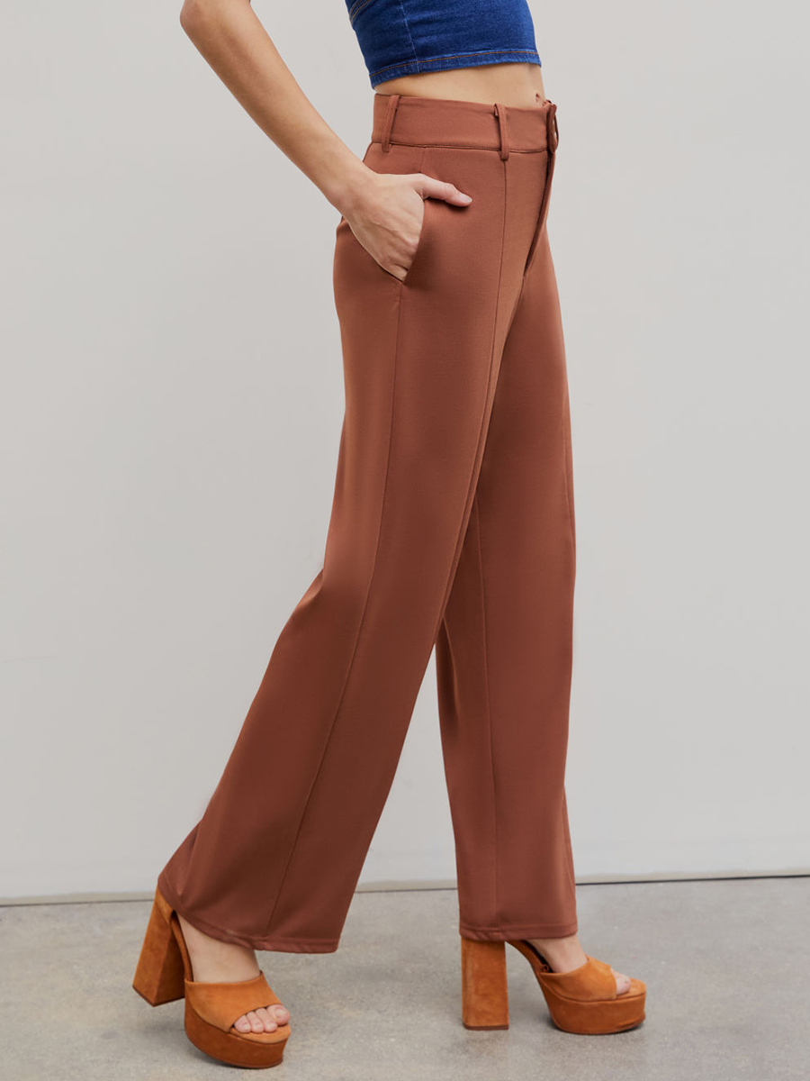 Solid Wide Leg Trousers