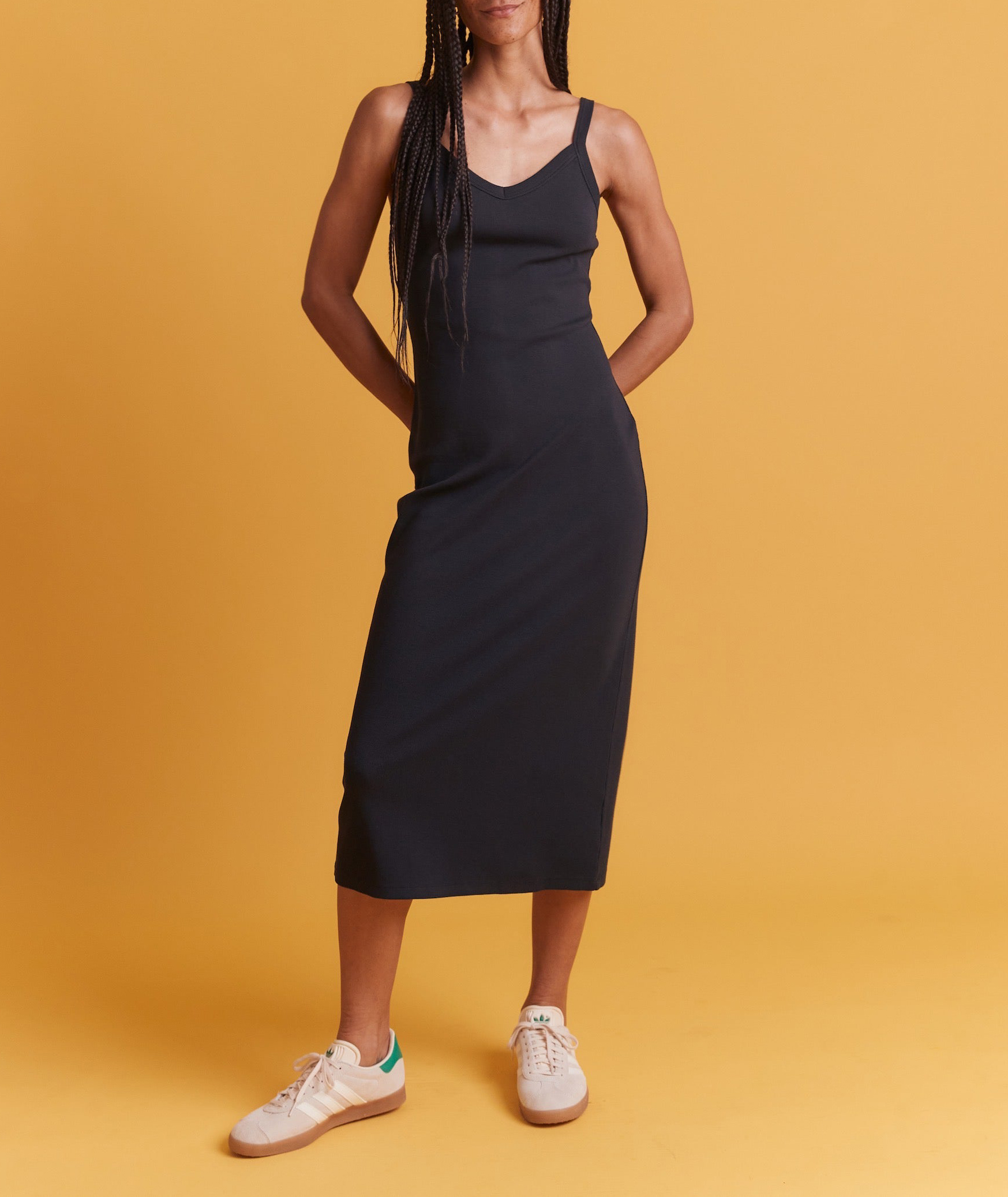 Black Lexi Rib Sun In Spaghetti Strap Dress