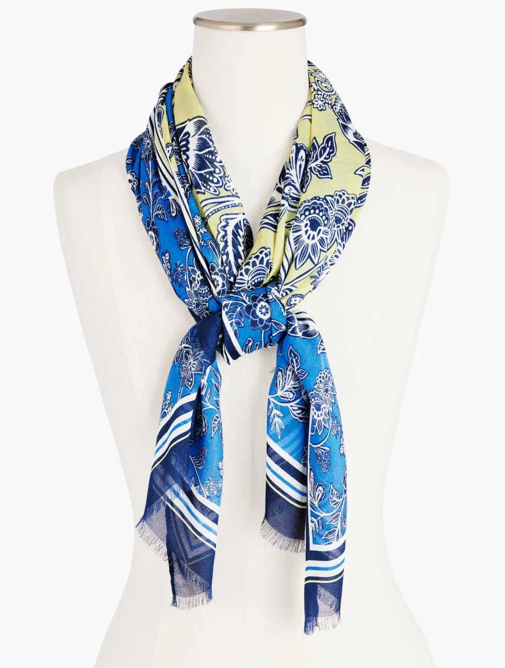 Outlined Floral Oblong Scarf