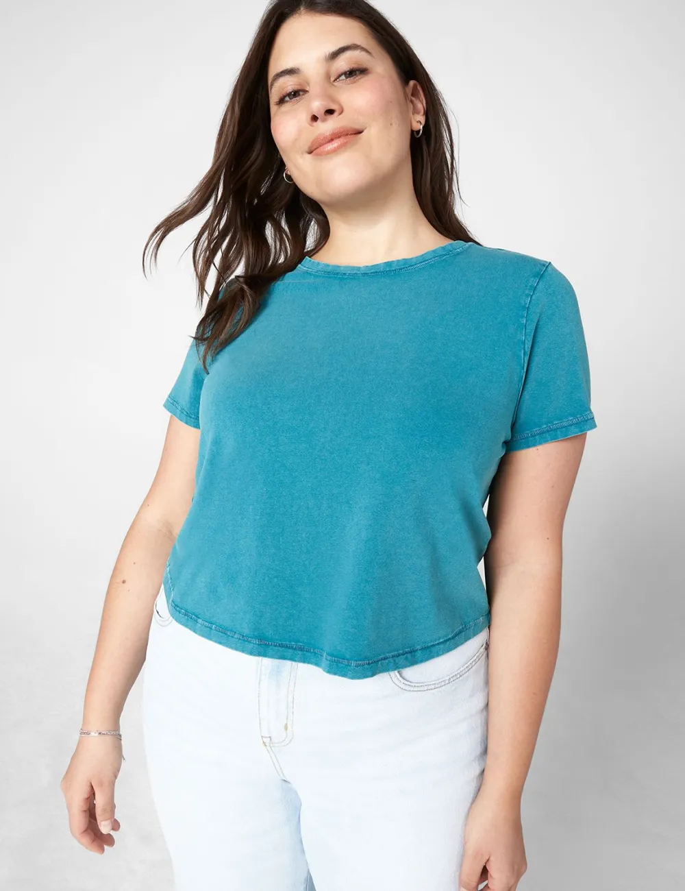 Crop Crew-Neck Washed Tee