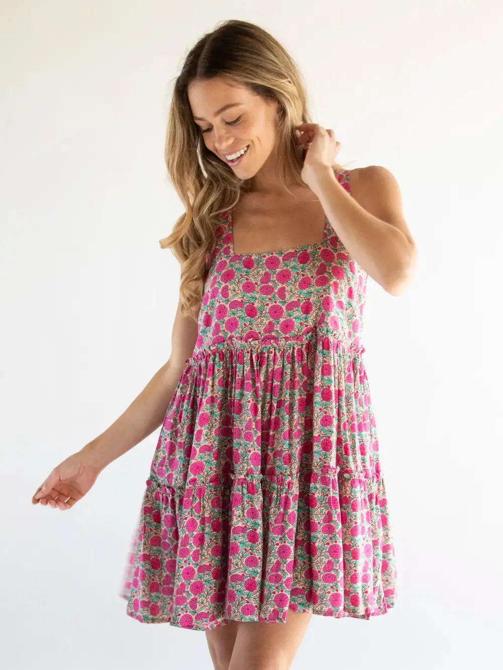 Anna Mini Dress - Pink Puff Floral