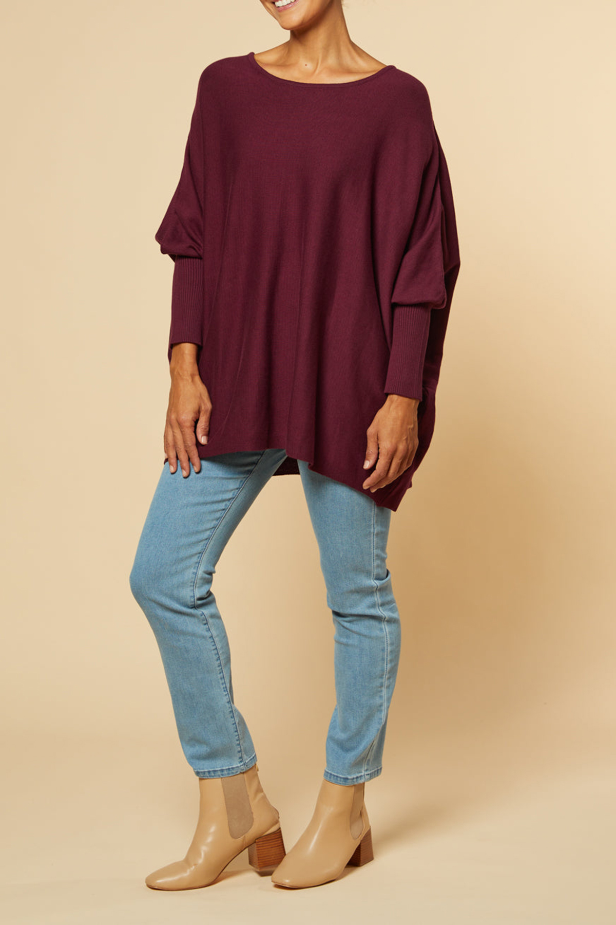 Mia Oversized Jumper In Plum