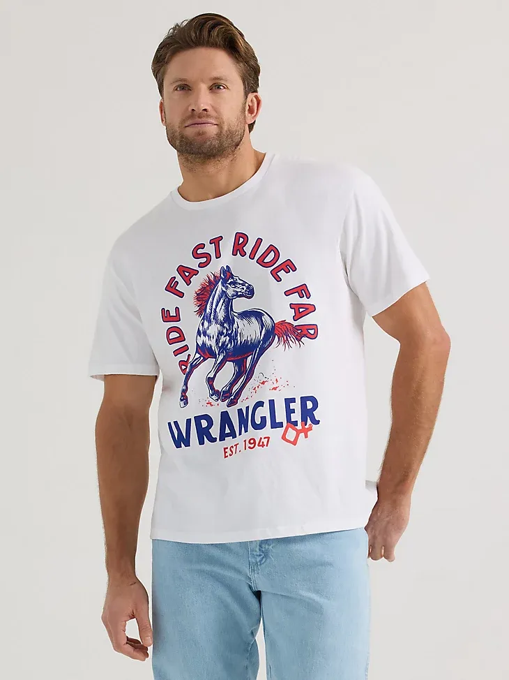 WRANGLER X DIAMOND CROSS SPURS DOWN EYES UP TEE IN BRIGHT WHITE