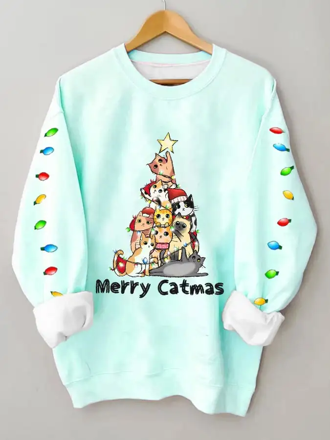 Women's Christmas Cat Casual Sweatshirt