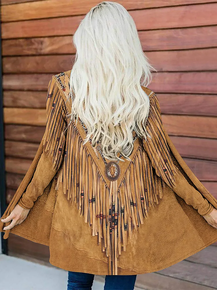 Women's Vintage Tassels Art Casual Cardigan