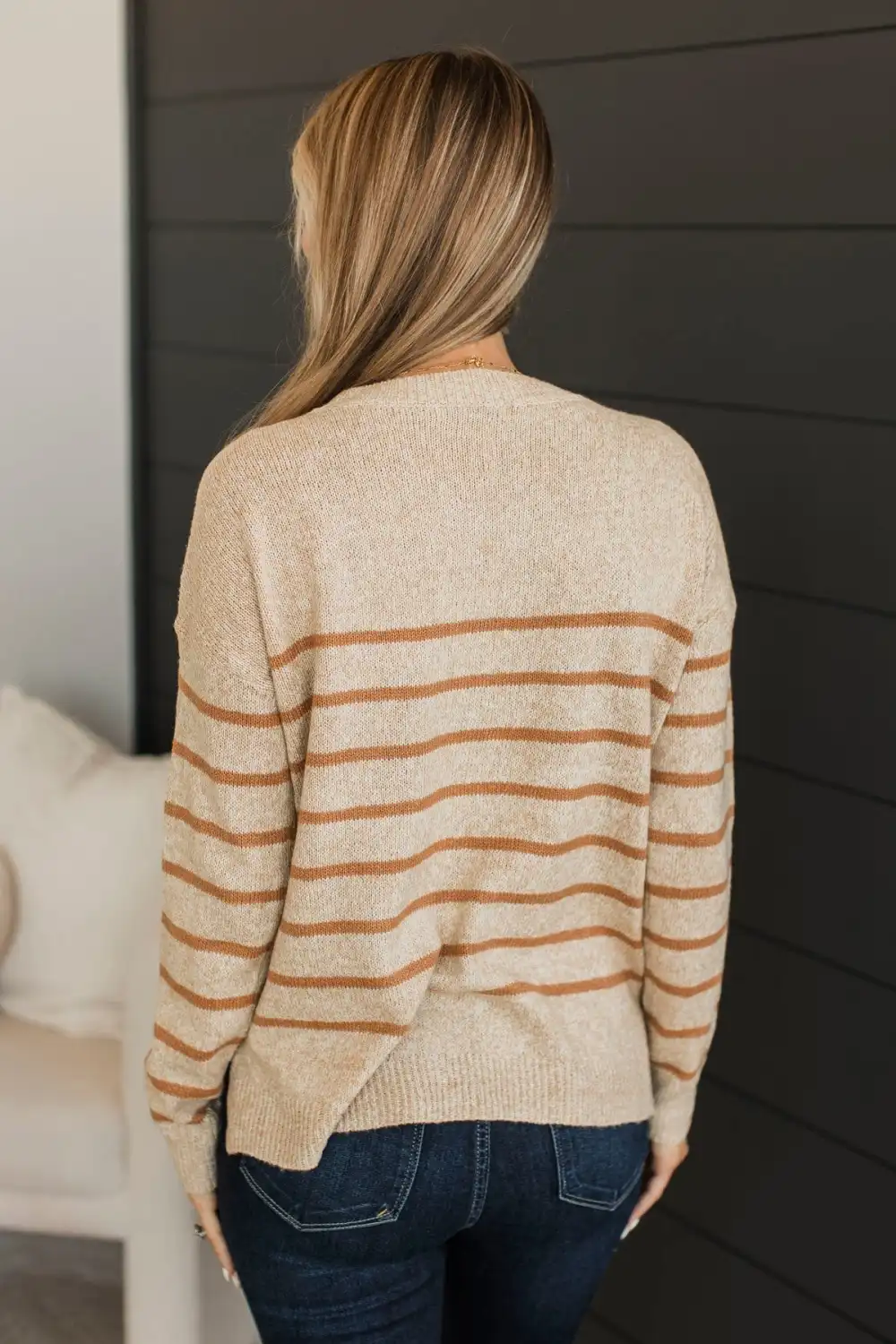 True Intentions Striped Sweater- Natural