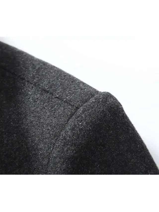 Men's Winter Coat Wool Coat Overcoat Business WorkWear Winter Wool Windproof Warm Outerwear Clothing Apparel Basic Essential Solid Colored Turndown