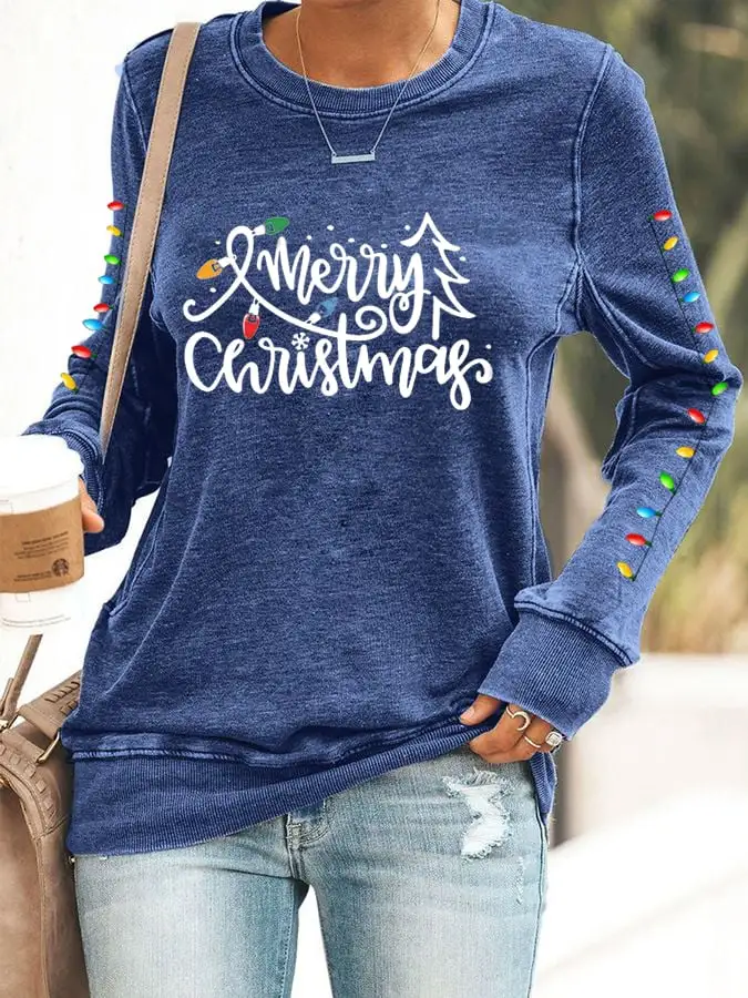 Women's Merry Christmas Printed Sweatshirt