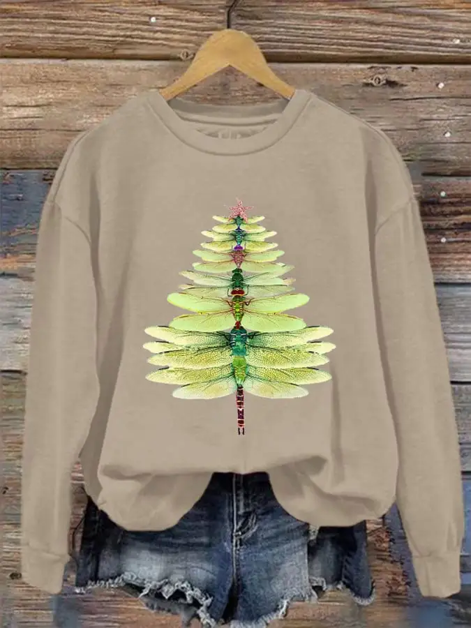 Women's Christmas Dragonfly Tree Sweatshirt