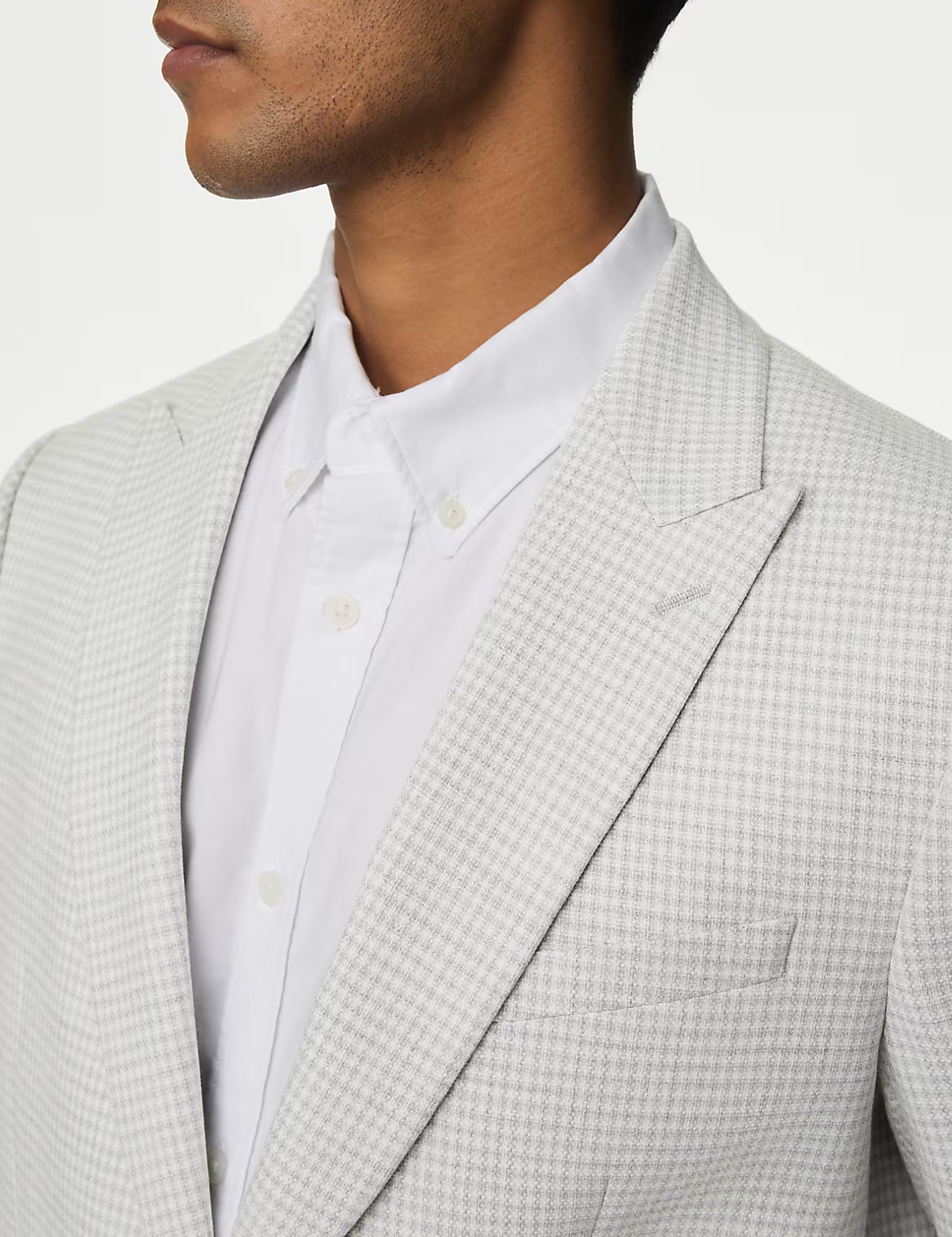 Textured Check Stretch Blazer