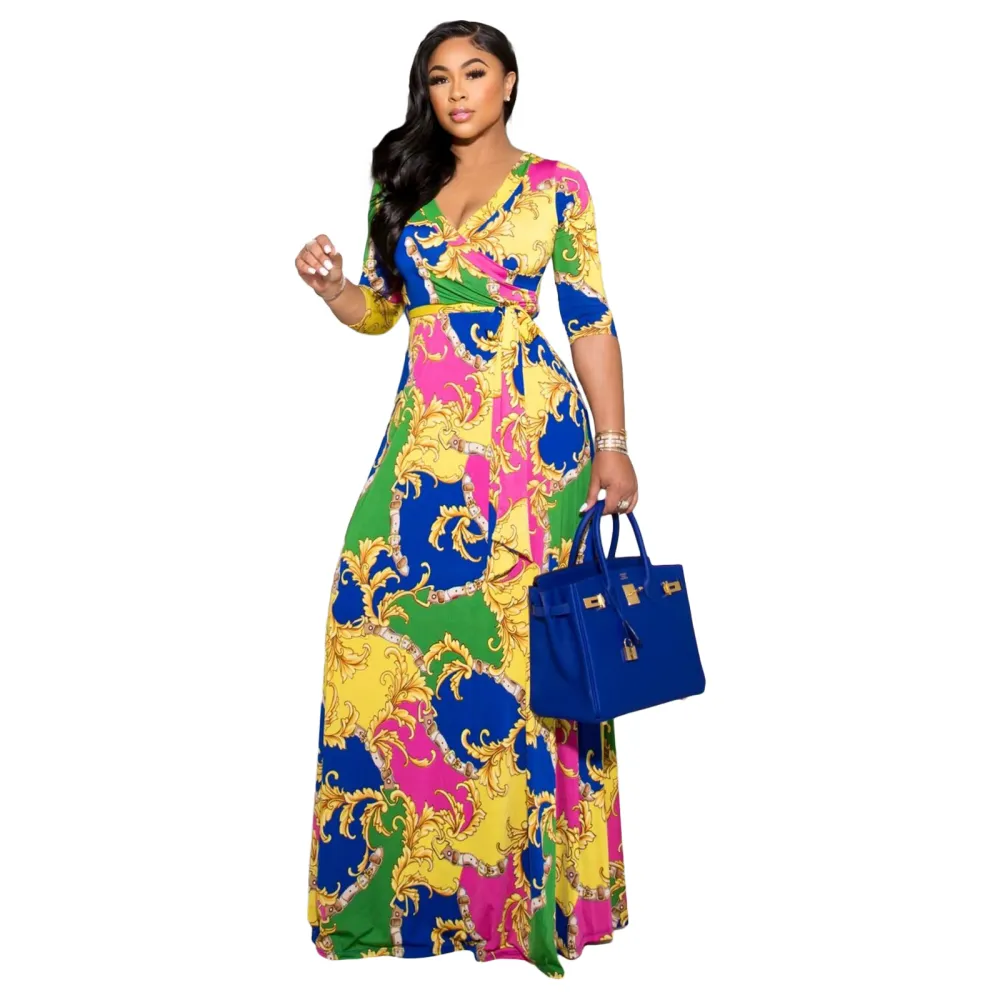 Women Summer Elegant Printed Maxi Dress