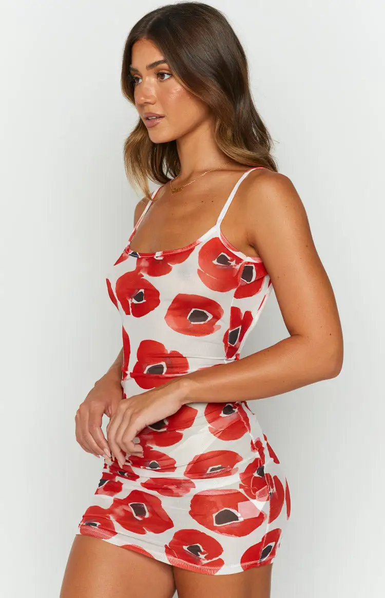 OMIGHTY Painted Flowers Mesh Dress