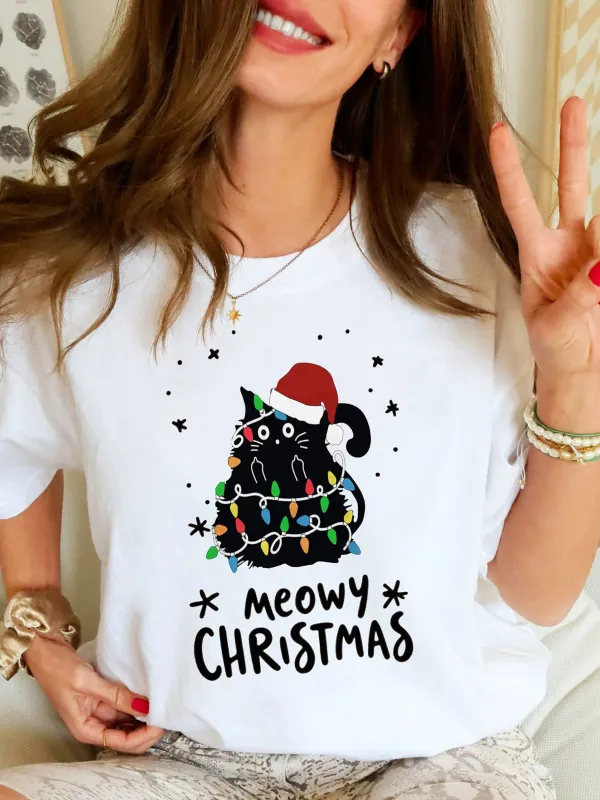 Kitty Santa Lady T-shirt