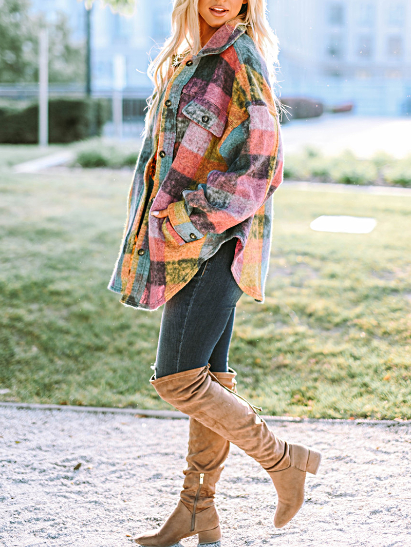 Plaid Casual Elegant Jacket Coat