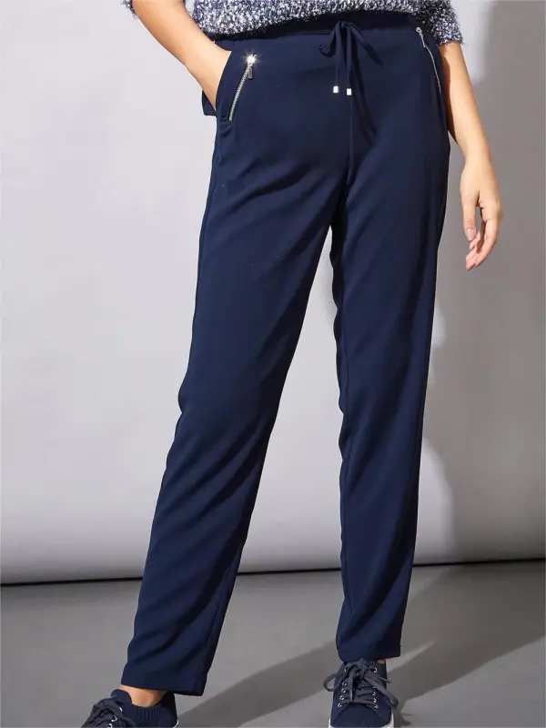 Navy blue pocket zip trousers