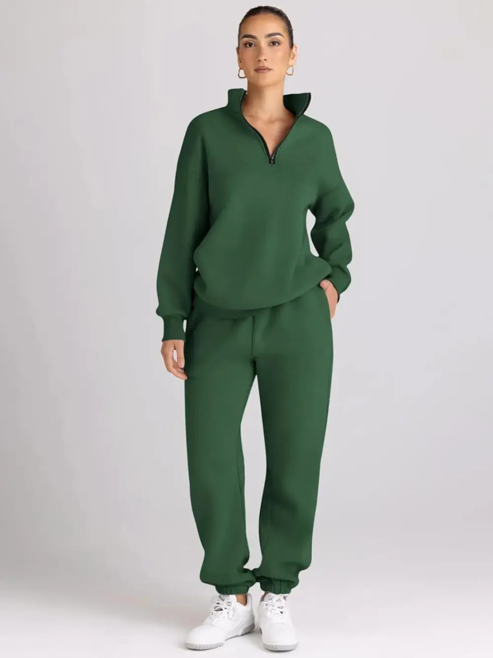 2 Piece Sweatsuits Long Sleeve Half Zip Pullover and Baggy Sweatpants