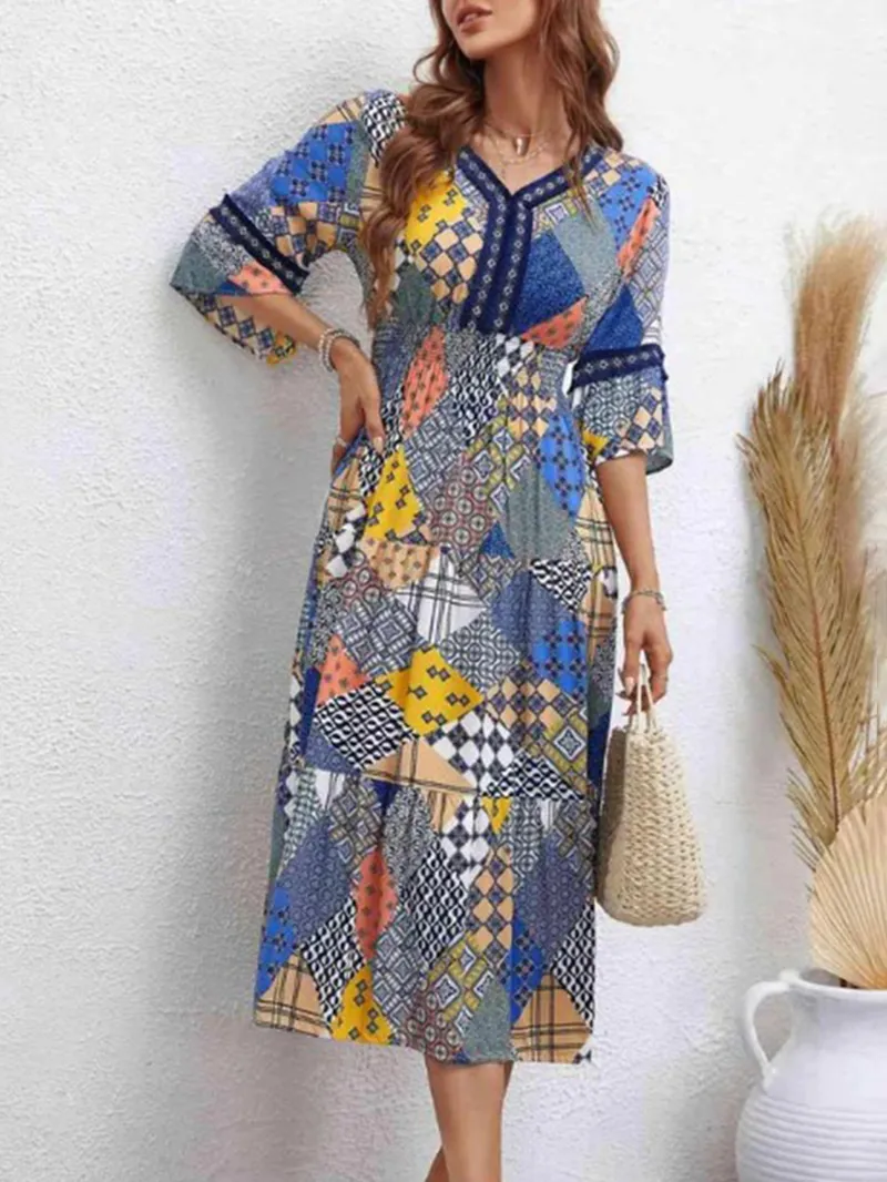 Women's geometric pattern printed dress