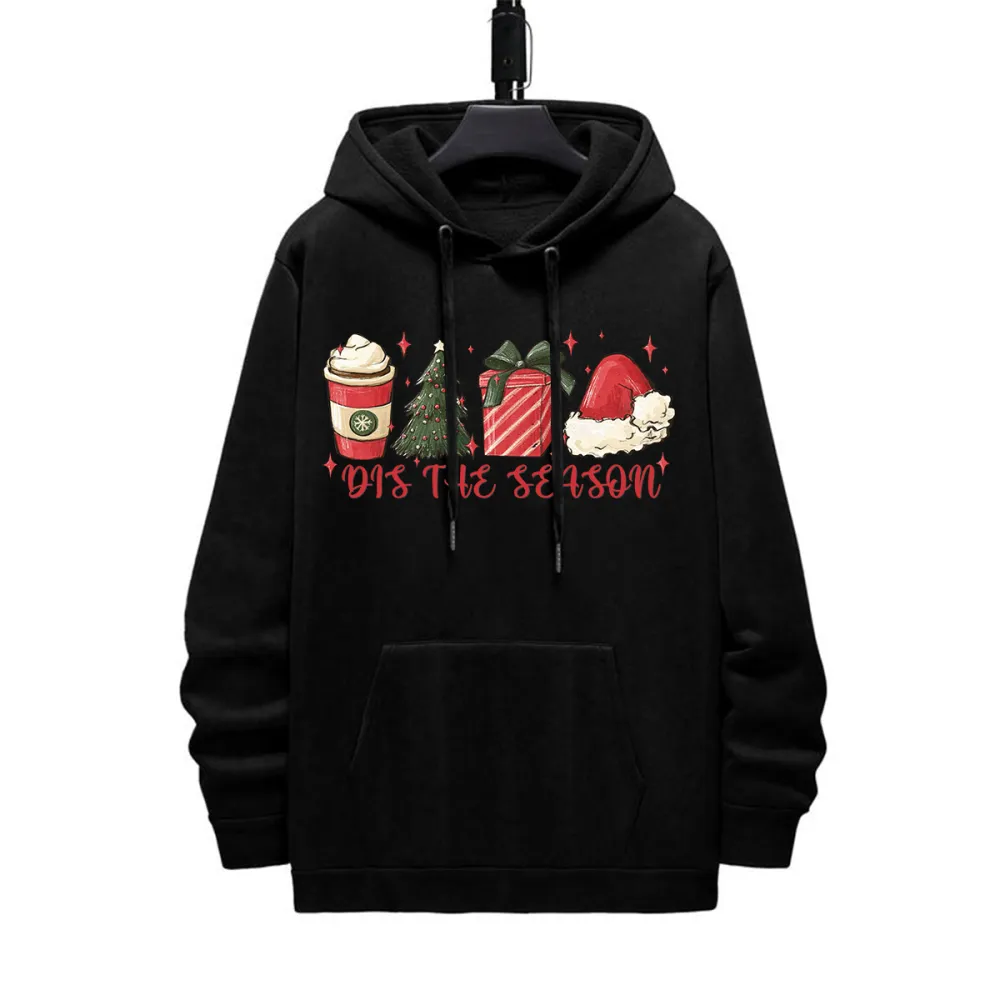 DIS THE CHRISTMAS SEASON DESIGNED PATTERN PRINTED HOODIE