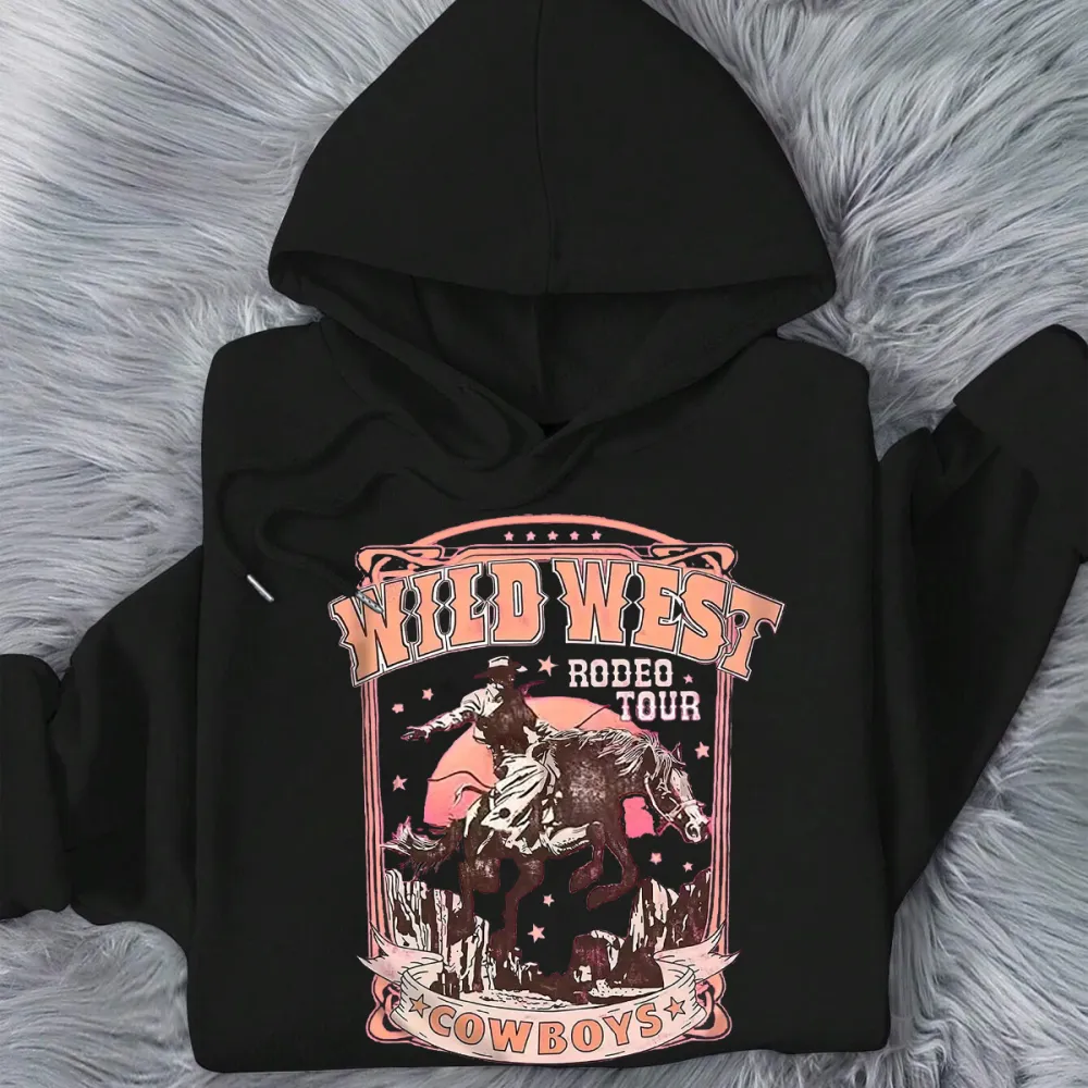 WILD WEST COWBOYS PATTERN PRINTED HOODIE