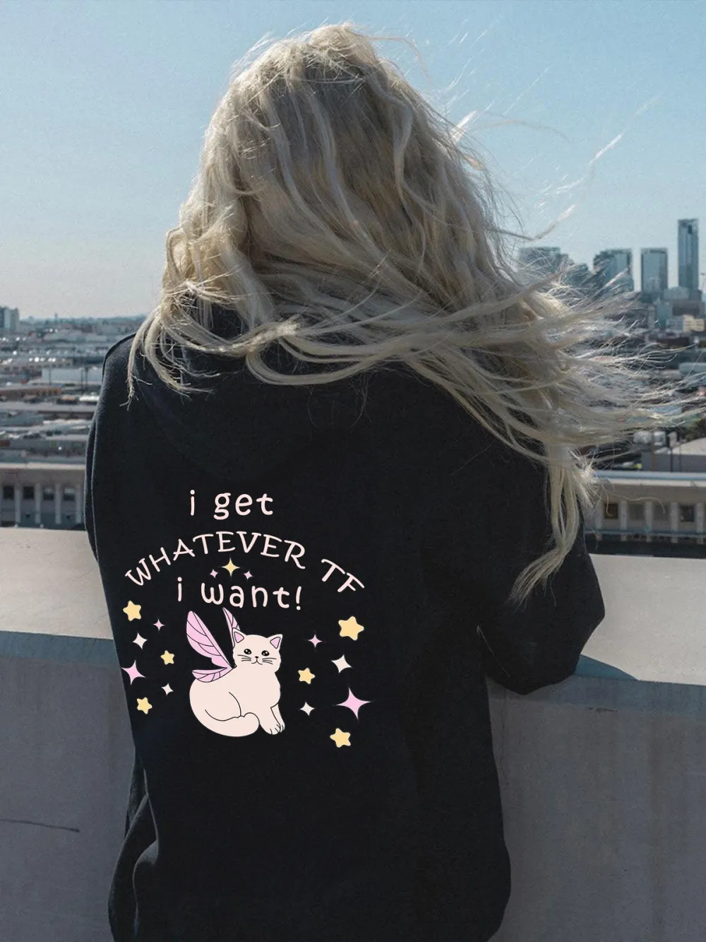 I GET WHATEVER TF I WANT PATTERN PRINTED HOODIE