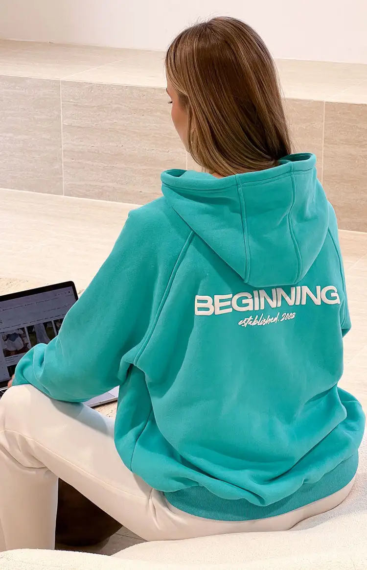 Beginning Teal Established Bubble Hoodie