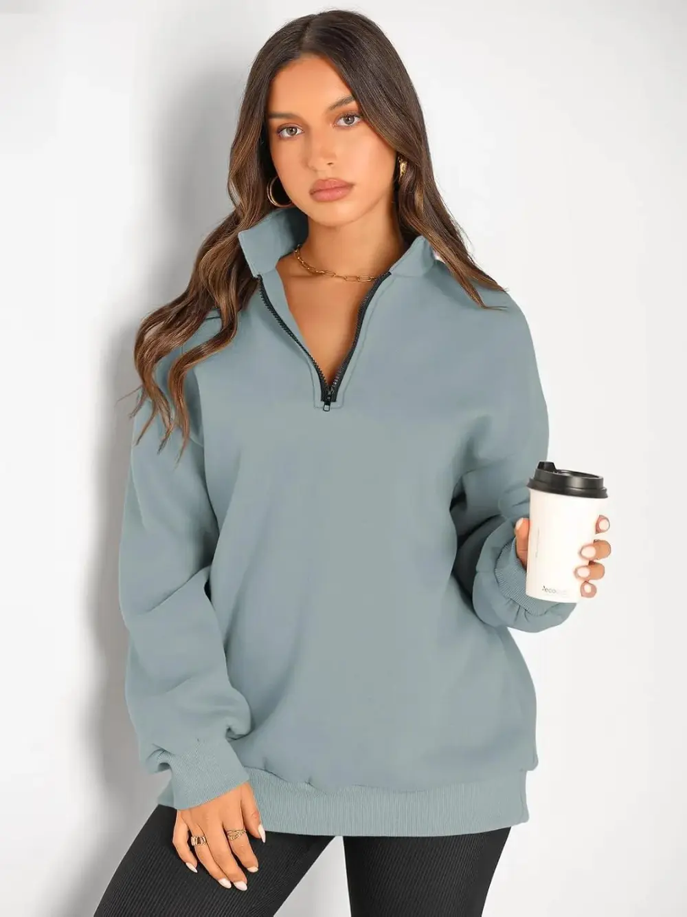 Oversized Sweatshirts Half Zip Pullover Long Sleeve