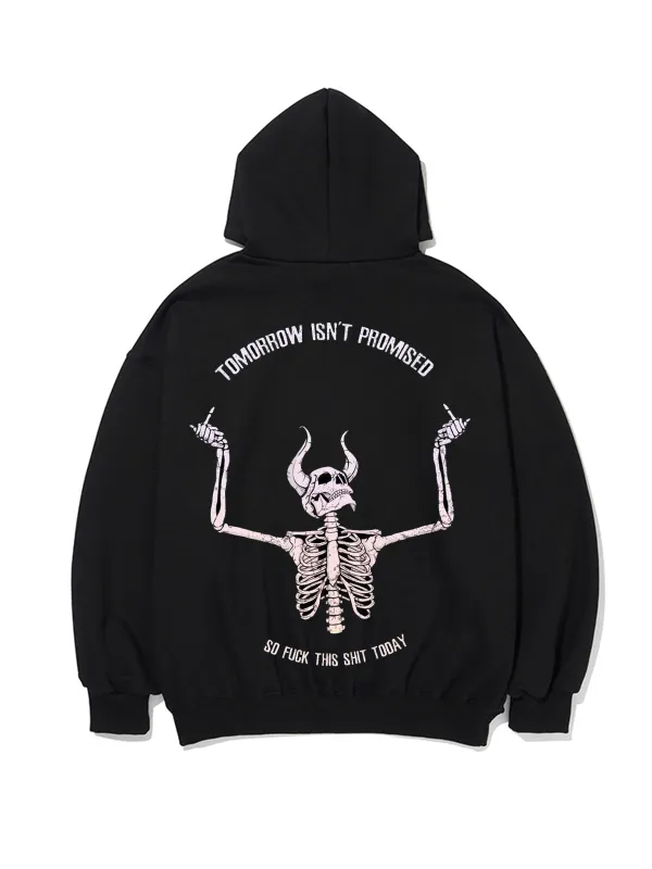 TOMORROW ISNT PROMOISE PATTERN PRINTED HOODIE