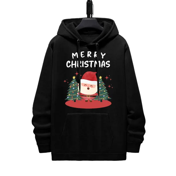 MERRY CHRISTMAS SANTA PATTERN PRINTED HOODIE