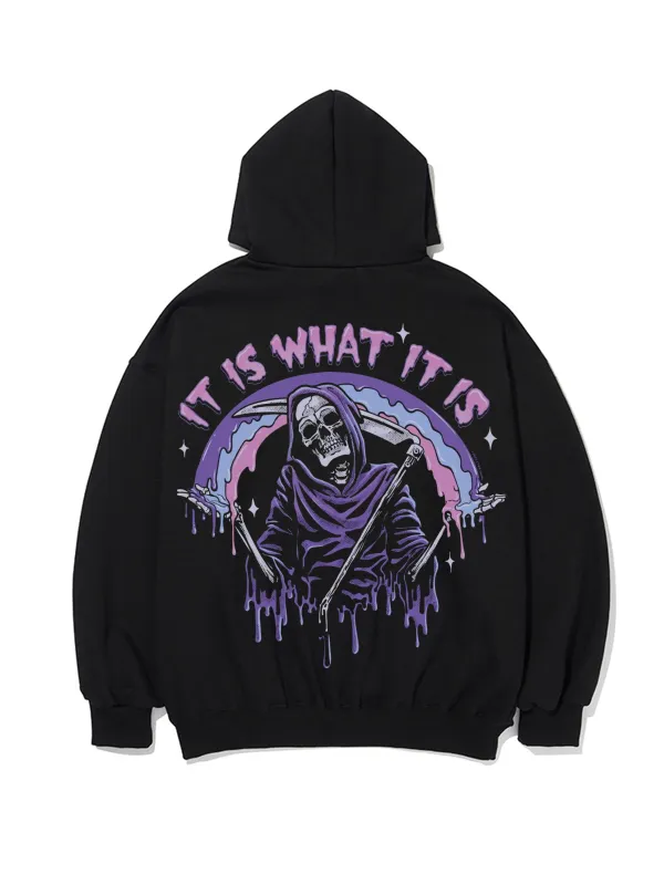 IT IS WHAT IT IS PATTERN PRINTED HOODIE