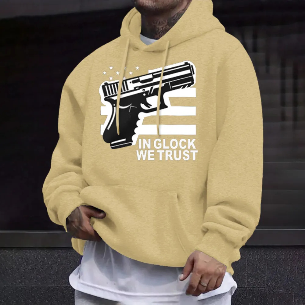 Mens In Glock We Trust  Hoodie,Long Sleeve, Size S-3XL