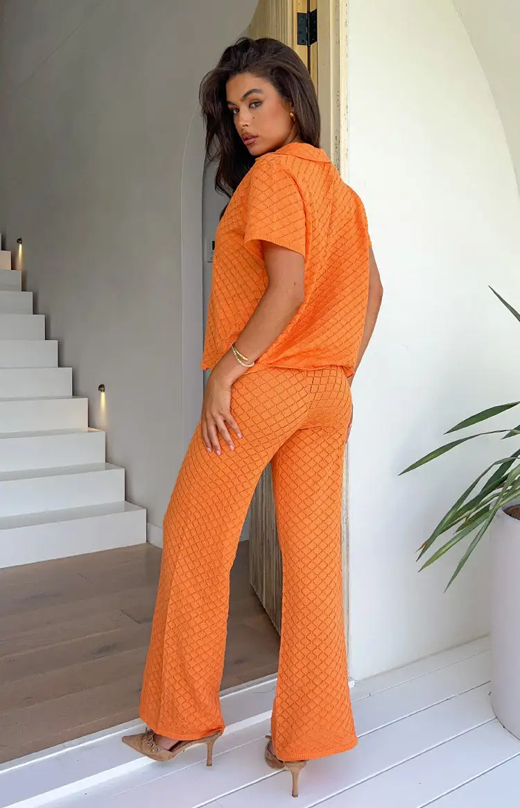 Zaida Orange Knit Pants